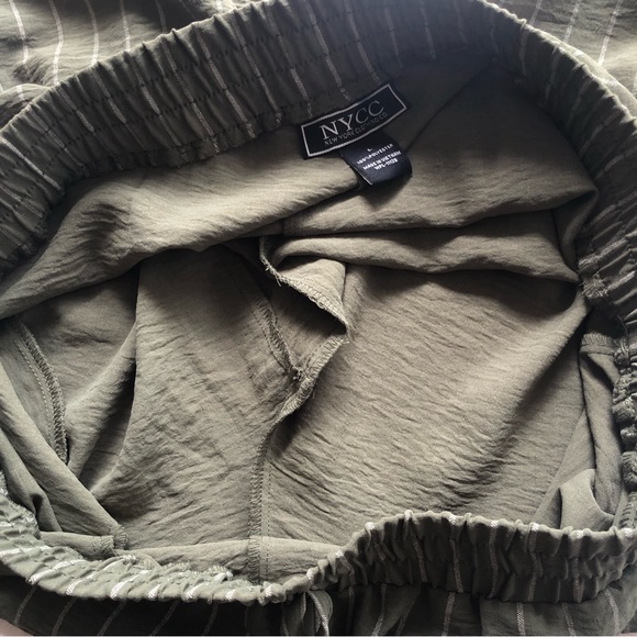 NYCC Olive Green/Cream Striped Bohemian Style Casual Pants Women’s Size L Elasti - Picture 6 of 16